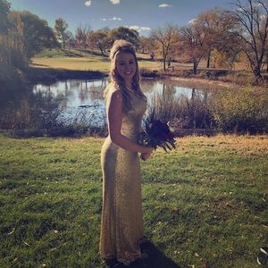 Christina Wu gold matte bridesmaid dress size 4